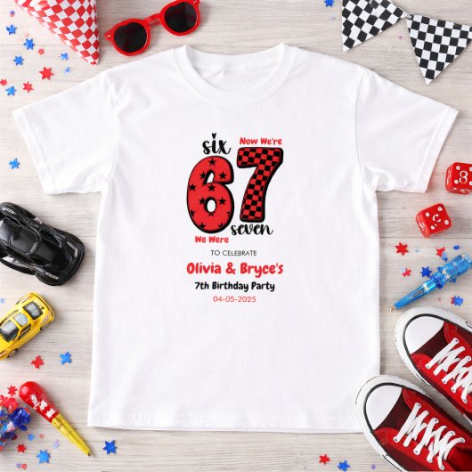 僕は6歳から7歳に – 双子の7歳誕生日 Tシャツ
