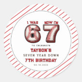 僕は6歳から7歳に – 野球7歳の誕生日 ラウンドシール (正面)