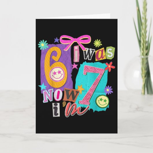 僕は6歳から7歳に 67 六七 ミーム 7歳 誕生日 カード (正面)