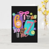 僕は6歳から7歳に 67 六七 ミーム 7歳 誕生日 カード (黄色い花)