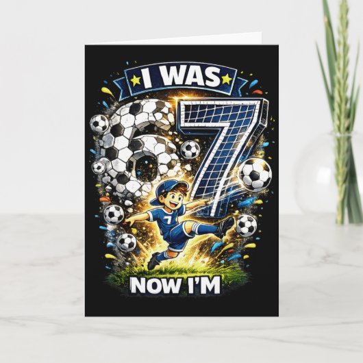 僕は6歳今は7歳 六七 サッカー 67 面白い誕生日 カード (正面)