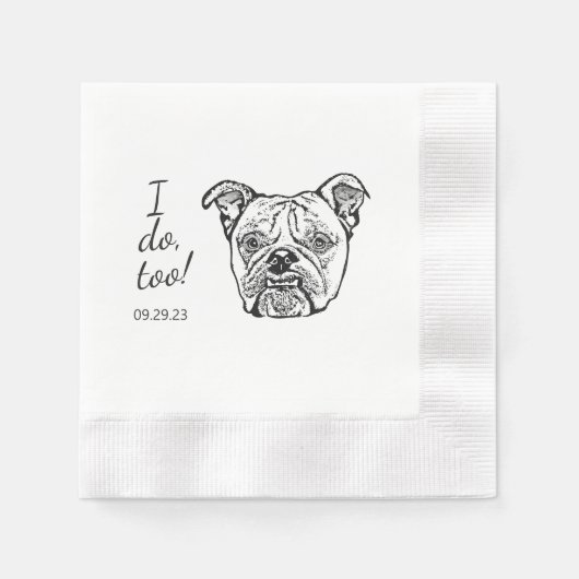 僕もやるよパーソナライズされたうなイギリスのブルドッグ 縁ありカクテルナプキン (正面)