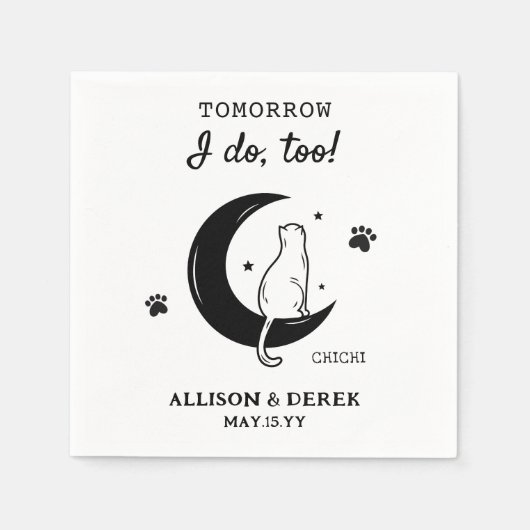 僕もやるよ ペットネーム猫のリハ結婚ーサルディナー スタンダードカクテルナプキン (正面)