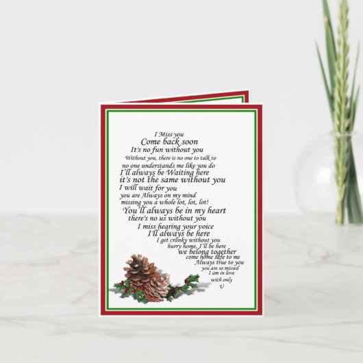 僕も恋しく思ハートの半ばの文字 カード (正面)