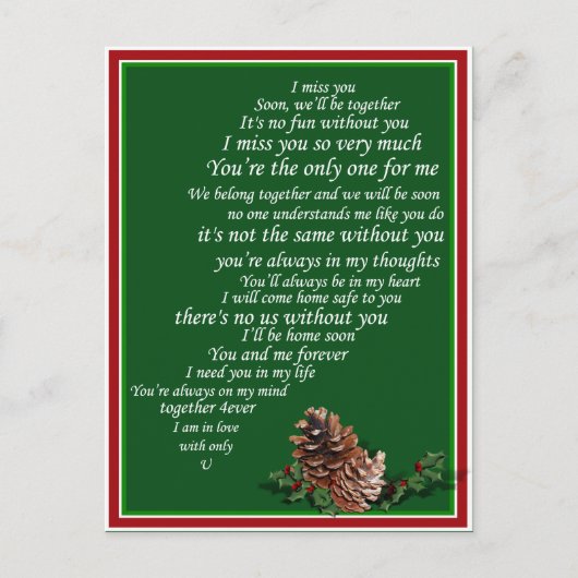 僕も恋しく思ハートの半ばの文字 シーズンポストカード (正面)