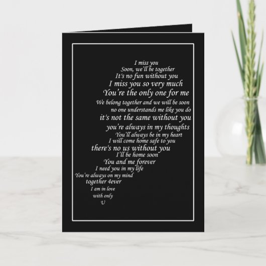 僕も恋しく思ハートの半分で文字 カード (正面)