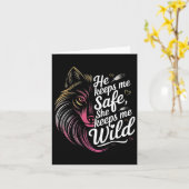 僕を守ってくれる彼女がオオカミを飼っているアートラバーカップル カード (黄色い花)