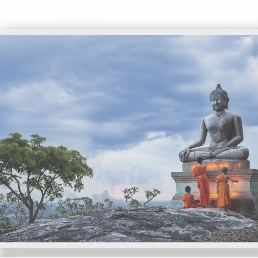 僧と仏像 シール (正面)