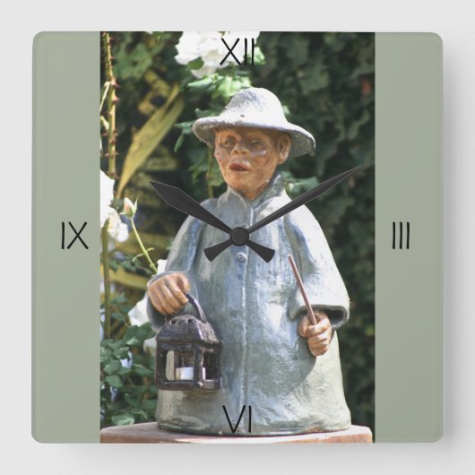 僧の像の時計 スクエア壁時計 (正面)