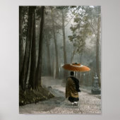 僧侶が寺の階段を降りると光が通る ポスター (正面)