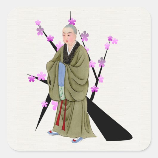 僧侶ステッカー スクエアシール (正面)