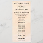 儀式のためのアプリコット水彩結婚式 プログラム (裏面)