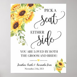 儀式用のひまわり結婚の両側の席を選ぶ ポスター