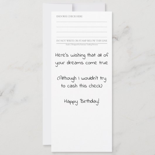 億万長者になりたい人フェイクチェック誕生日 カード (裏面)