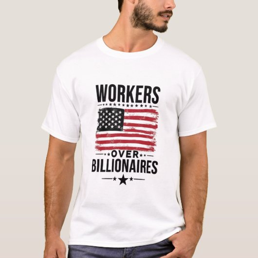億万長者の米国国旗に関する労働者 Tシャツ (正面)