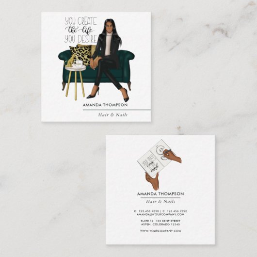 億万長者マインドセットインテリアデザイナー スクエア名刺 (正面/裏面)