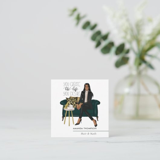 億万長者マインドセットインテリアデザイナー スクエア名刺 (スタンド正面)