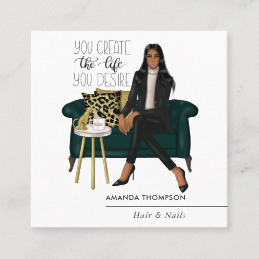 億万長者マインドセットインテリアデザイナー スクエア名刺 (正面)