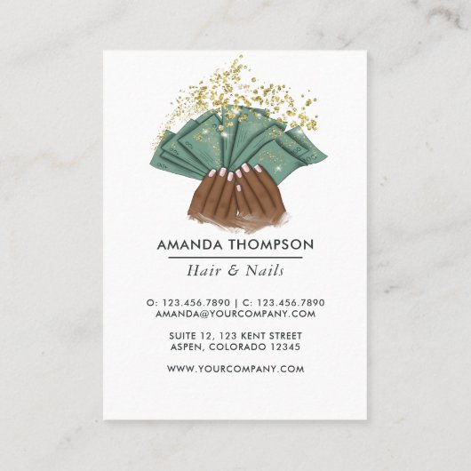 億万長者マインドセットヘア&爪、 ネイル美しいサロン 名刺 (裏面)