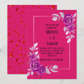 儚いダスティーローズの花のクリップアート招待状 招待状 (正面/裏面)