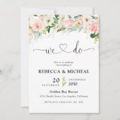 儚いバラのブッシュピンクのウェディングセレモニー 招待状 (正面)