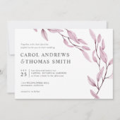 儚いバーガンディ | シックな植物の葉 ウェディング 招待状 (正面)