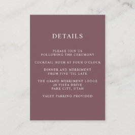 儚いピンクのウェディングホテル詳細宿泊施設 エンクロージャーカード