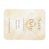 儚いマグノリアの花、結婚式の日時を知らせるマグネット マグネット (横)