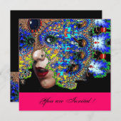 儚いマーディ・グラス・マスク・ボール, フューシャ ブラック 招待状 (正面/裏面)