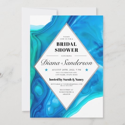 儚い波のウェディングシャワー招待状 招待状 (正面)