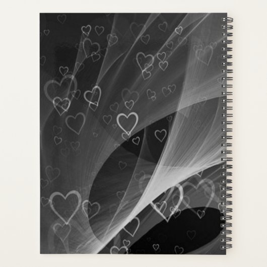 儚い銀のハートと愛の灰色 - あなただけの特別なデザイン プランナー手帳 (裏面)