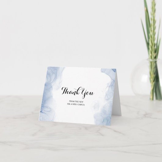 儚い青インク水彩画 サンクスカード サンキューカード (正面)