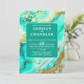 「儚く優雅なターコイズのジオードにインスパイアされたウェディング」 招待状 (スタンド正面)