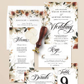 儚く優雅なラスティックボヘミアンワイルドフラワーのウェディング 招待状