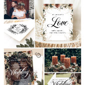 儚く優雅なラスティックボヘミアンワイルドフラワーのウェディング 招待状