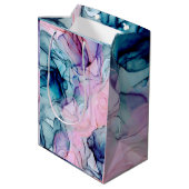 儚げなターコイズピンクパープル インキィ モダン グラム ウェディング ミディアムペーパーバッグ (裏面アングル)