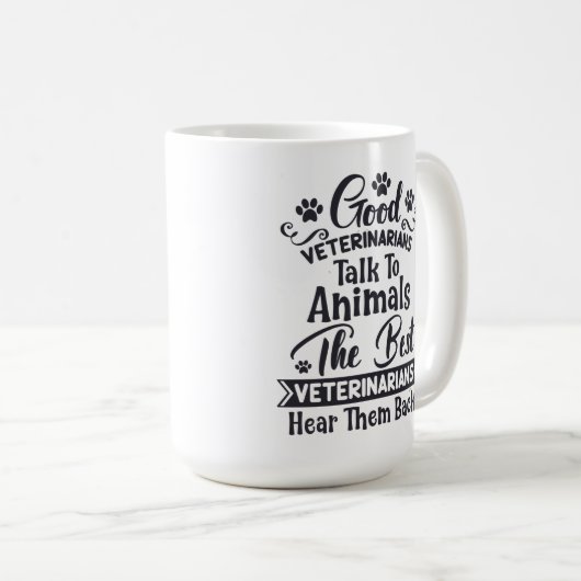 優おもしろいれた獣医が動物と話す コーヒーマグカップ (正面右)