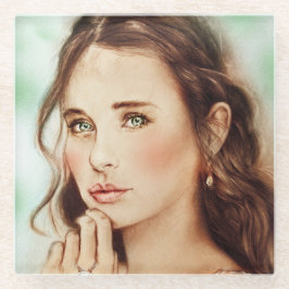 優かわいらししいレディーグラスのコースター、ヴィンテージアート ガラスコースター