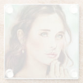 優かわいらししいレディーグラスのコースター、ヴィンテージアート ガラスコースター (裏面)