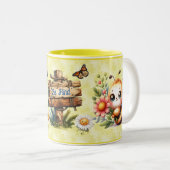 優しいかわいいビーマグイエローカラーデイジーカスタマイズ ツートーンマグカップ (正面右)