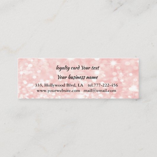 優しいかわいいピンクハート書道《写真》ぼけ味グリッター ロイヤリティカード (裏面)