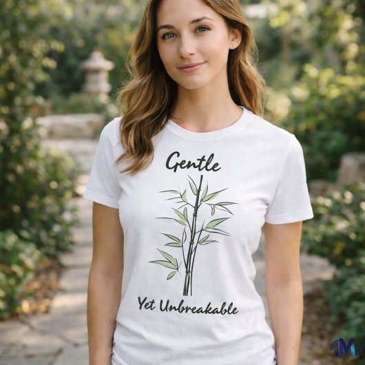 優しいけれども壊れない – 竹の強さラインアート Tシャツ