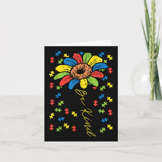 優しいひまわりパズル自閉症意識ママパパ カード (正面)