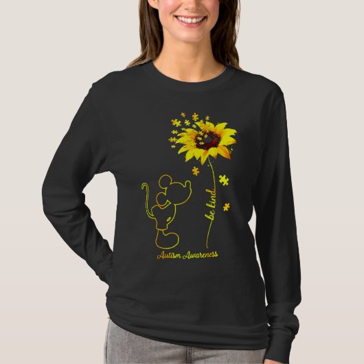 優しいひまわり自閉症意識自閉症のマウス Tシャツ (正面)