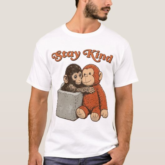 優しいままでいてね、赤ちゃんザル パンチ Tシャツ (正面)