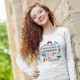 優しいやる気を起こさせるうさぎ引用文アッシュロング Tシャツ