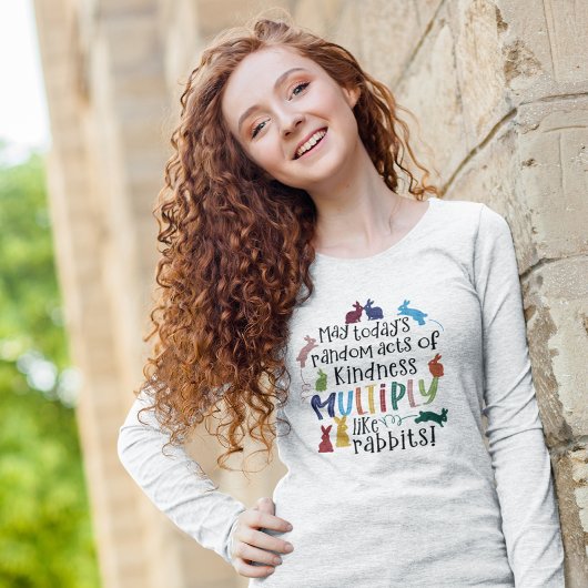 優しいやる気を起こさせるうさぎ引用文アッシュロング Tシャツ