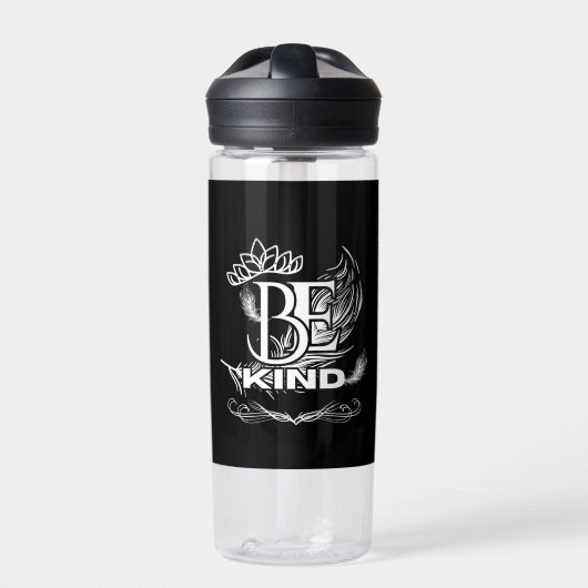 優しいやる気を起こさせるタイポグラフィ | フェザーとフローラ ウォーターボトル (正面)