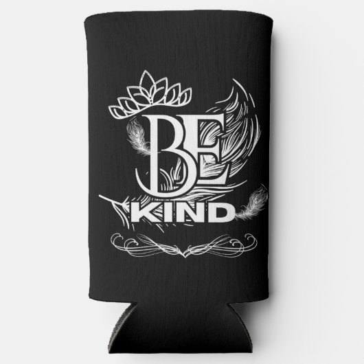 優しいやる気を起こさせるタイポグラフィ | フェザーとフローラ スリム缶クーラー (正面)