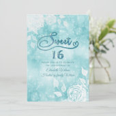 優しいエレガント《写真》ぼけ味白いバラsweet sixteen 招待状 (スタンド正面)